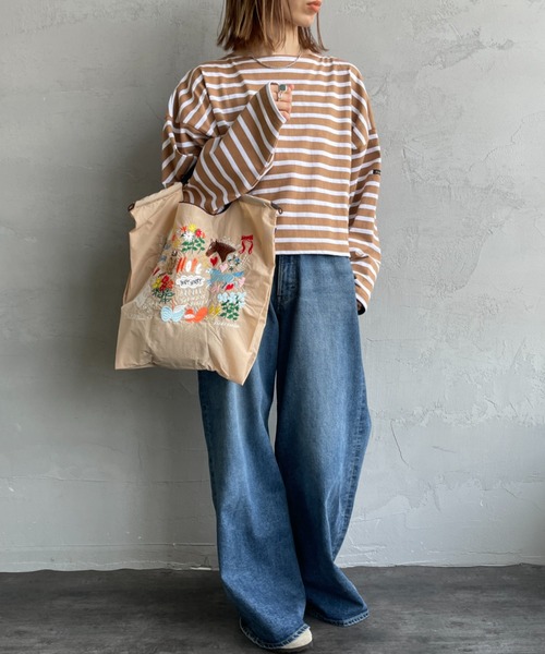 Ball&Chain（ボールアンドチェーン）の「【WEB限定】[BALL&CHAIN/ボールアンドチェーン] SEKINE GARDEN M 刺繍デザイン ナイロントートバッグ（トートバッグ・レディース・ライトベージュ/ブラック・M）」の4枚目の写真