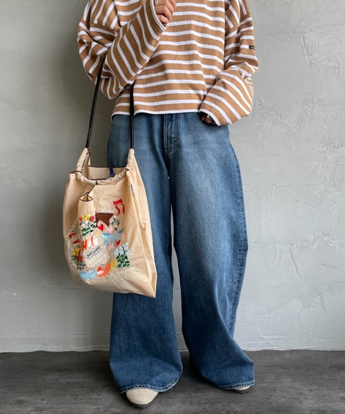 Ball&Chain（ボールアンドチェーン）の「【WEB限定】[BALL&CHAIN/ボールアンドチェーン] SEKINE GARDEN M 刺繍デザイン ナイロントートバッグ（トートバッグ・レディース・ライトベージュ/ブラック・M）」の12枚目の写真