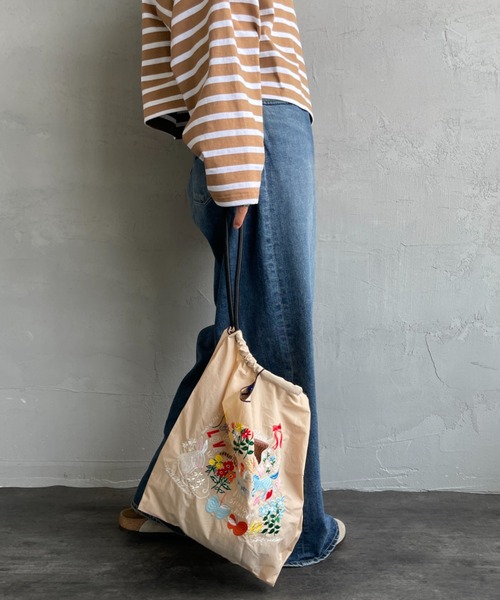 Ball&Chain（ボールアンドチェーン）の「【WEB限定】[BALL&CHAIN/ボールアンドチェーン] SEKINE GARDEN M 刺繍デザイン ナイロントートバッグ（トートバッグ・レディース・ライトベージュ/ブラック・M）」の16枚目の写真