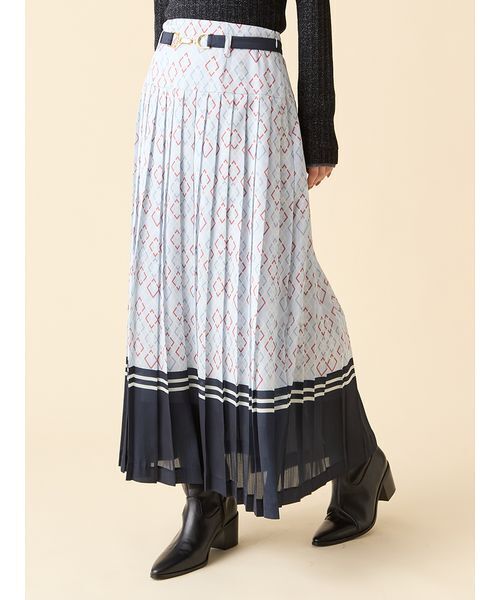 LILY BROWN（リリーブラウン）の「クラシカルパターンプリーツスカート（スカート・レディース・ボルドー/クリーム/ネイビー・1/0）」の3枚目の写真