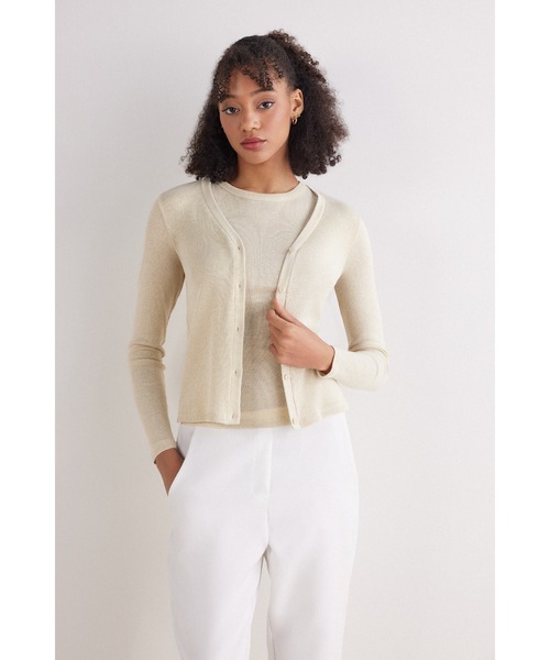 Intimissimi(インティミッシミ)の「ラメ コットンリブ カーディガン(カーディガン/ボレロ・レディース・ブラック/ブラウン/サーモンピンク/オートミール/バーガンディー/シルバー/ライトブルー・S/M/L)」の19枚目の写真