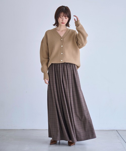 meilmada(メイルマダ)の「ハイウエストチェックフレアスカート(スカート・レディース・グリーン/ブラウン・MEDIUM/SMALL)」の13枚目の写真