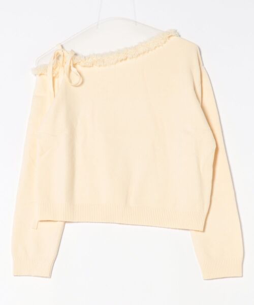 Lace Ladies(レースレディース)の「ワンショルダー フリンジ オフショル ニット プルオーバー(ニット/セーター・レディース・ブラック/アイボリー/ベージュ・FREE)」の6枚目の写真