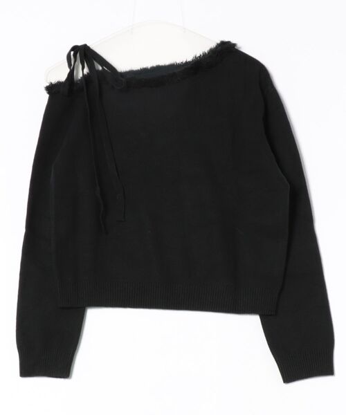 Lace Ladies(レースレディース)の「ワンショルダー フリンジ オフショル ニット プルオーバー(ニット/セーター・レディース・ブラック/アイボリー/ベージュ・FREE)」の8枚目の写真