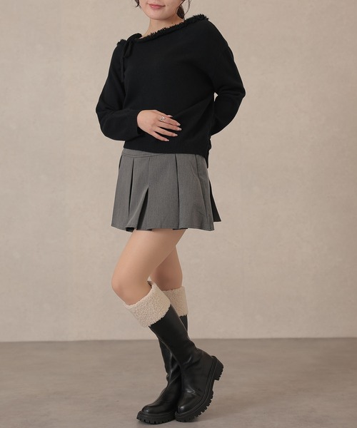 Lace Ladies(レースレディース)の「ワンショルダー フリンジ オフショル ニット プルオーバー(ニット/セーター・レディース・ブラック/アイボリー/ベージュ・FREE)」の18枚目の写真