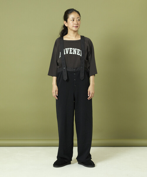 Freada（フリーダ）の「Freada/フリーダ ニット ミリタリーサロペット/ニット ミリタリー パンツ（サロペット/オーバーオール・レディース・オリーブ/ブラック・ONE SIZE）」の3枚目の写真