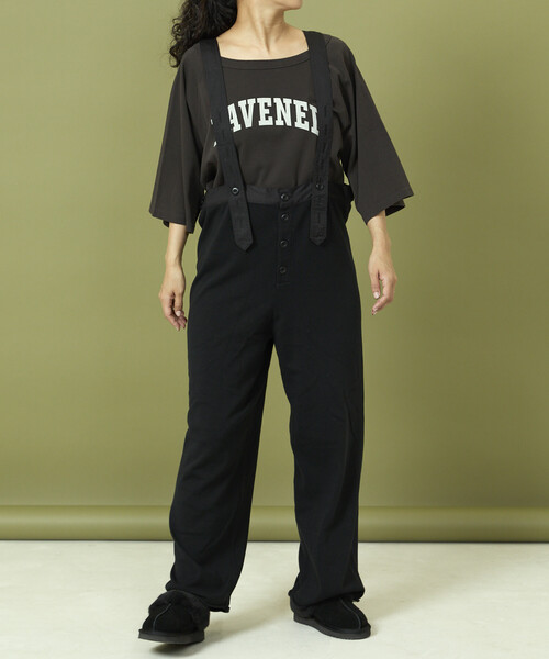 Freada（フリーダ）の「Freada/フリーダ ニット ミリタリーサロペット/ニット ミリタリー パンツ（サロペット/オーバーオール・レディース・オリーブ/ブラック・ONE SIZE）」の7枚目の写真