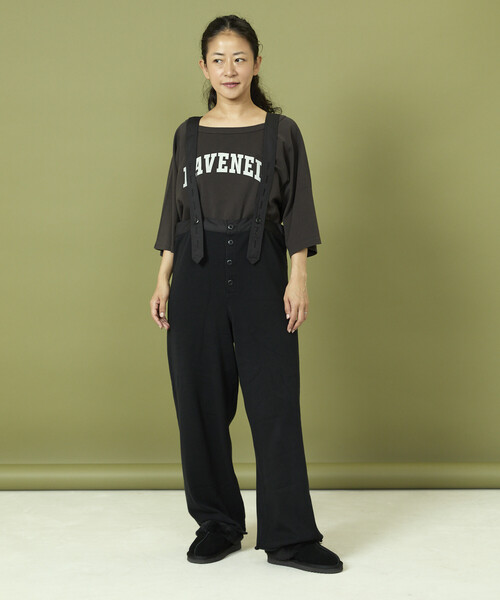 Freada（フリーダ）の「Freada/フリーダ ニット ミリタリーサロペット/ニット ミリタリー パンツ（サロペット/オーバーオール・レディース・オリーブ/ブラック・ONE SIZE）」の9枚目の写真