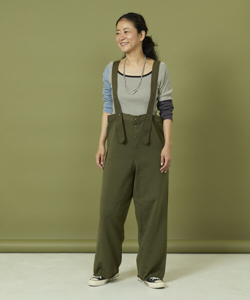 Freada（フリーダ）の「Freada/フリーダ ニット ミリタリーサロペット/ニット ミリタリー パンツ（サロペット/オーバーオール・レディース・オリーブ/ブラック・ONE SIZE）」の18枚目の写真