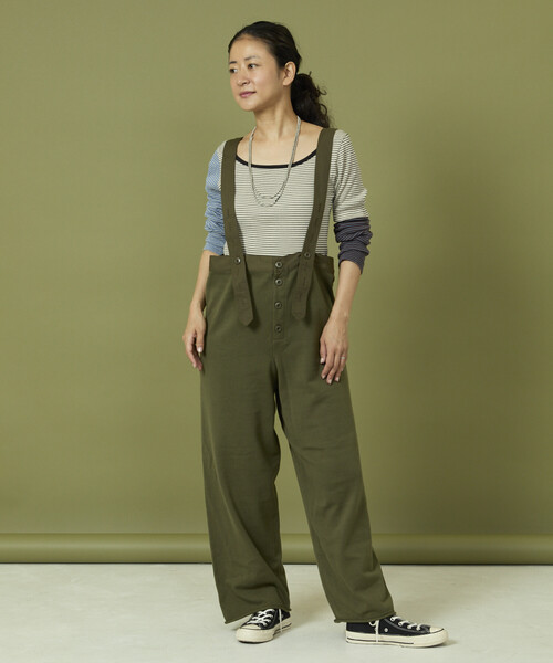 Freada（フリーダ）の「Freada/フリーダ ニット ミリタリーサロペット/ニット ミリタリー パンツ（サロペット/オーバーオール・レディース・オリーブ/ブラック・ONE SIZE）」の22枚目の写真