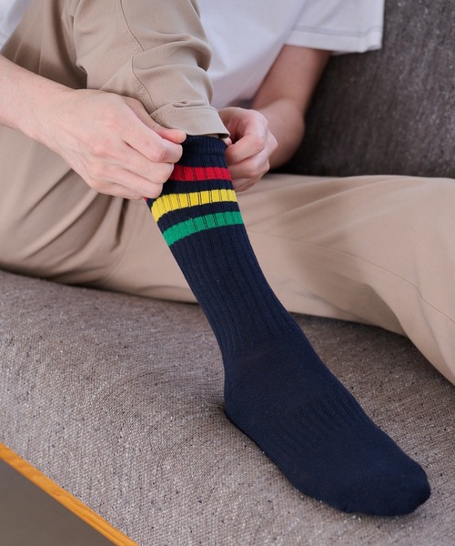 Arnold Palmer(アーノルドパーマー)の「パーマーライン クルーソックス(ソックス/靴下・レディース・ホワイト/ネイビー・23-25cm/25-27CM)」の2枚目の写真