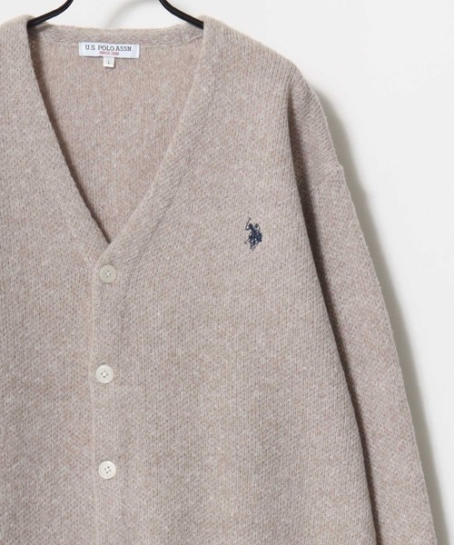 U.S. POLO ASSN.(ユーエスポロアッスン)の「U.S. POLO ASSN./ユーエスポロアッスン オーバーサイズ メランジニット ロゴ ワンポイント刺繍 カーディガン/レディース メンズ(カーディガン/ボレロ・メンズ・ネイビー/オートミール/ブラック/グレー・LL/L/M)」の4枚目の写真