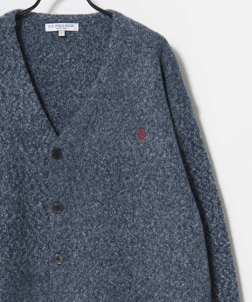 U.S. POLO ASSN.(ユーエスポロアッスン)の「U.S. POLO ASSN./ユーエスポロアッスン オーバーサイズ メランジニット ロゴ ワンポイント刺繍 カーディガン/レディース メンズ(カーディガン/ボレロ・メンズ・ネイビー/オートミール/ブラック/グレー・LL/L/M)」の2枚目の写真