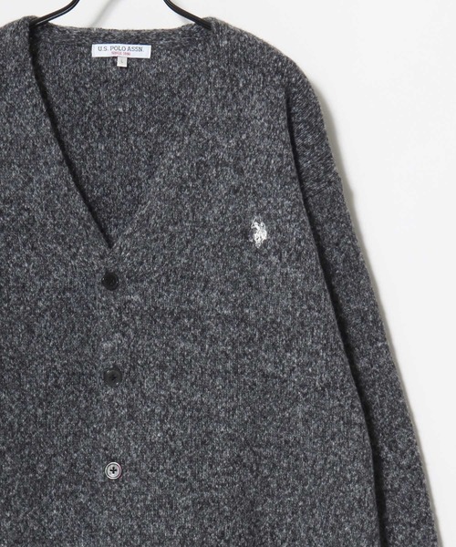 U.S. POLO ASSN.(ユーエスポロアッスン)の「U.S. POLO ASSN./ユーエスポロアッスン オーバーサイズ メランジニット ロゴ ワンポイント刺繍 カーディガン/レディース メンズ(カーディガン/ボレロ・メンズ・ネイビー/オートミール/ブラック/グレー・LL/L/M)」の1枚目の写真