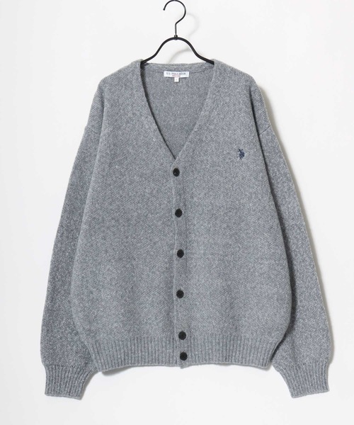 U.S. POLO ASSN.(ユーエスポロアッスン)の「U.S. POLO ASSN./ユーエスポロアッスン オーバーサイズ メランジニット ロゴ ワンポイント刺繍 カーディガン/レディース メンズ(カーディガン/ボレロ・メンズ・ネイビー/オートミール/ブラック/グレー・LL/L/M)」の6枚目の写真