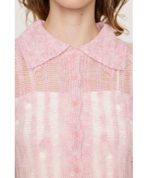 SLY（スライ）の「DAMAGE KNIT C/D ダメージ ニット カーディガン 秋服 冬服（カーディガン/ボレロ・レディース・ブラック/ダークグレー/ピンク・FREE）」の15枚目の写真