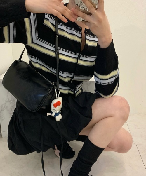 LAC-VERT（ラック・ヴェール）の「配色ボーダーニットカーディガン（スウェット・レディース・グレー/ベージュ/ブラック/アイボリー・FREE）」の9枚目の写真