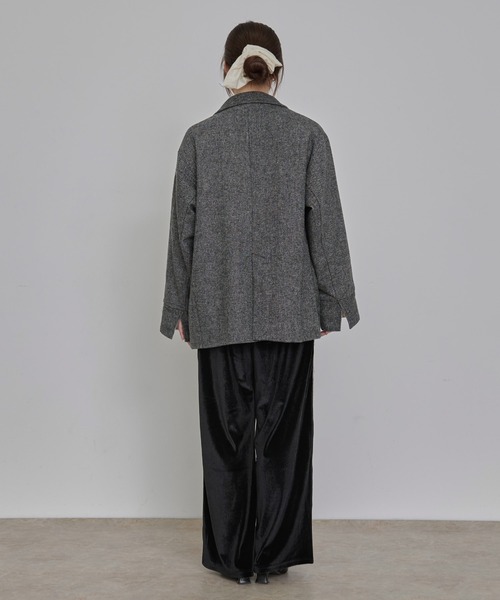 Dita Muaj.（ディータムアージュ）の「ツイードダブルテーラージャケット【袖折り返し可/ストライプ】（テーラードジャケット・レディース・ブラウン/ブラック・FREE）」の11枚目の写真