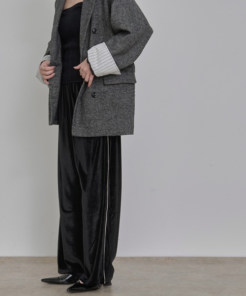 Dita Muaj.（ディータムアージュ）の「ツイードダブルテーラージャケット【袖折り返し可/ストライプ】（テーラードジャケット・レディース・ブラウン/ブラック・FREE）」の9枚目の写真