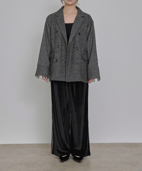 Dita Muaj.（ディータムアージュ）の「ツイードダブルテーラージャケット【袖折り返し可/ストライプ】（テーラードジャケット・レディース・ブラウン/ブラック・FREE）」の12枚目の写真