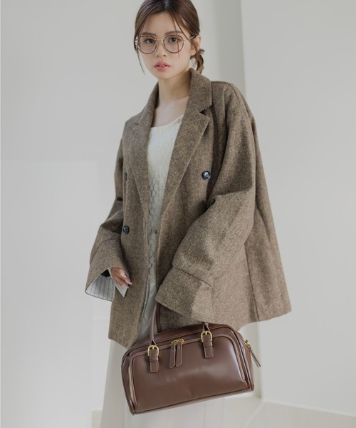 Dita Muaj.（ディータムアージュ）の「ツイードダブルテーラージャケット【袖折り返し可/ストライプ】（テーラードジャケット・レディース・ブラウン/ブラック・FREE）」の6枚目の写真