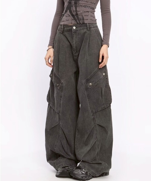 VIBGYOR(ヴィブジョー)の「【LAMPOON】ピグメントダイカーゴパンツ(カーゴパンツ・レディース・カーキ/グレー・LARGE/MEDIUM/SMALL)」の9枚目の写真