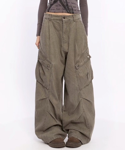 VIBGYOR(ヴィブジョー)の「【LAMPOON】ピグメントダイカーゴパンツ(カーゴパンツ・レディース・カーキ/グレー・LARGE/MEDIUM/SMALL)」の8枚目の写真