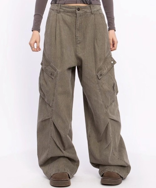 VIBGYOR(ヴィブジョー)の「【LAMPOON】ピグメントダイカーゴパンツ(カーゴパンツ・レディース・カーキ/グレー・LARGE/MEDIUM/SMALL)」の10枚目の写真