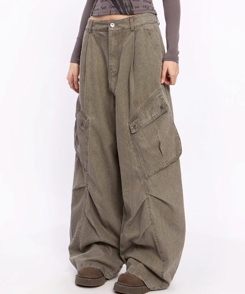 VIBGYOR(ヴィブジョー)の「【LAMPOON】ピグメントダイカーゴパンツ(カーゴパンツ・レディース・カーキ/グレー・LARGE/MEDIUM/SMALL)」の4枚目の写真