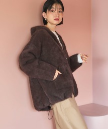 Doux archives | Wフェイスシャギーフーディ―ブルゾン(ニット/セーター)