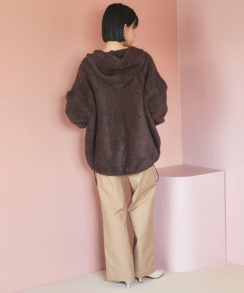 Doux archives（ドゥアルシーヴ）の「Wフェイスシャギーフーディ―ブルゾン（ニット/セーター・レディース・グレー/グレイッシュベージュ/ブラウン・FREE）」の4枚目の写真
