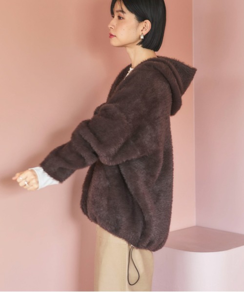 Doux archives（ドゥアルシーヴ）の「Wフェイスシャギーフーディ―ブルゾン（ニット/セーター・レディース・グレー/グレイッシュベージュ/ブラウン・FREE）」の20枚目の写真