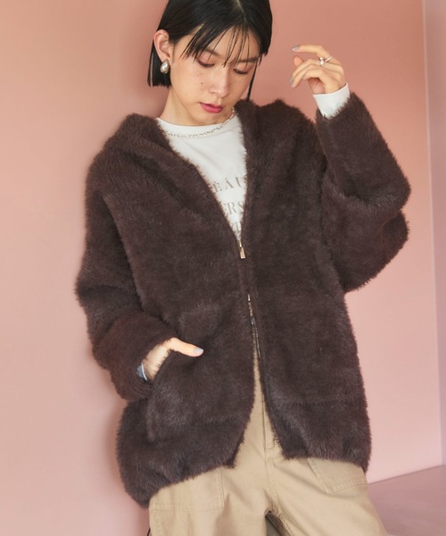 Doux archives（ドゥアルシーヴ）の「Wフェイスシャギーフーディ―ブルゾン（ニット/セーター・レディース・グレー/グレイッシュベージュ/ブラウン・FREE）」の19枚目の写真