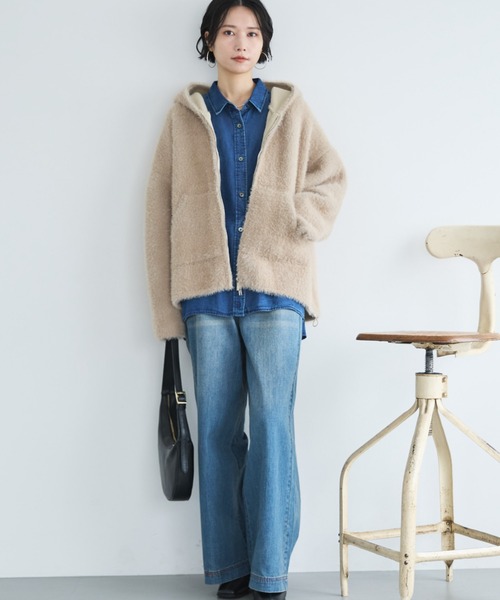 Doux archives（ドゥアルシーヴ）の「Wフェイスシャギーフーディ―ブルゾン（ニット/セーター・レディース・グレー/グレイッシュベージュ/ブラウン・FREE）」の18枚目の写真