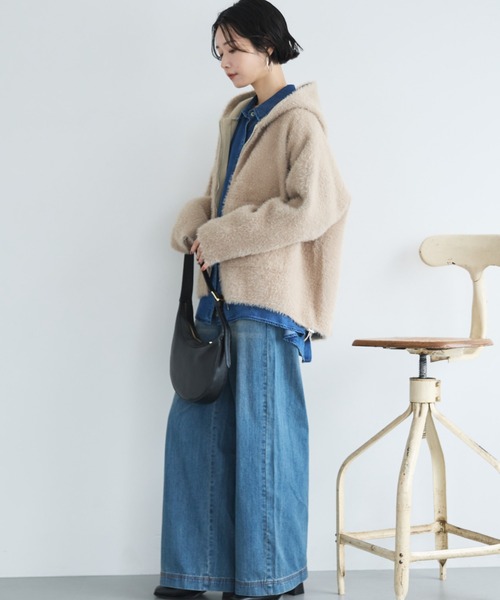 Doux archives（ドゥアルシーヴ）の「Wフェイスシャギーフーディ―ブルゾン（ニット/セーター・レディース・グレー/グレイッシュベージュ/ブラウン・FREE）」の15枚目の写真