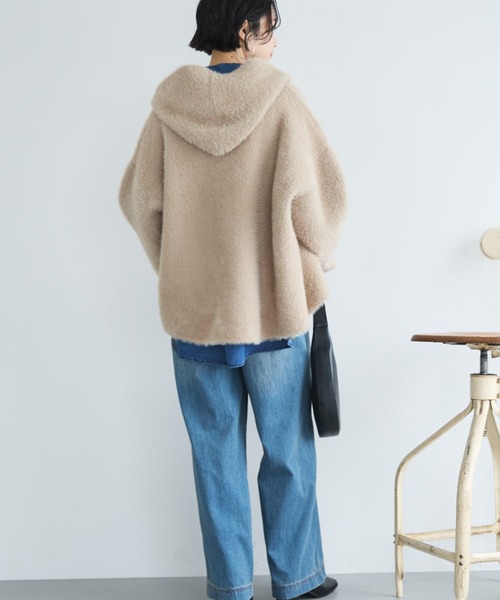 Doux archives（ドゥアルシーヴ）の「Wフェイスシャギーフーディ―ブルゾン（ニット/セーター・レディース・グレー/グレイッシュベージュ/ブラウン・FREE）」の13枚目の写真