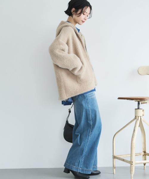 Doux archives（ドゥアルシーヴ）の「Wフェイスシャギーフーディ―ブルゾン（ニット/セーター・レディース・グレー/グレイッシュベージュ/ブラウン・FREE）」の12枚目の写真