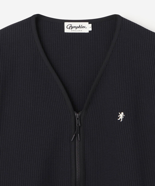 GYMPHLEX（ジムフレックス）の「Gymphlex | ワッフル Vネックジップカーディガン MEN（カーディガン/ボレロ・メンズ・ブラック/チャコール・L/M）」の5枚目の写真