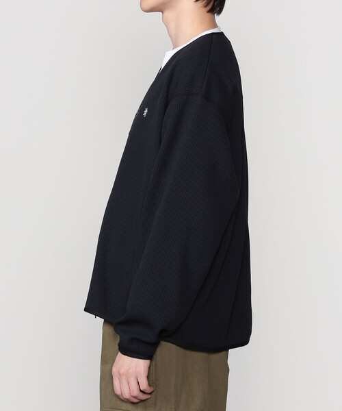 GYMPHLEX（ジムフレックス）の「Gymphlex | ワッフル Vネックジップカーディガン MEN（カーディガン/ボレロ・メンズ・ブラック/チャコール・L/M）」の12枚目の写真