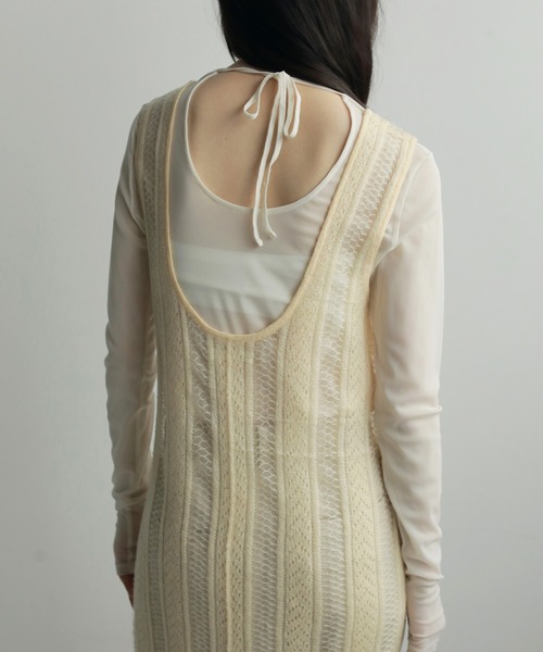 anuke（アンヌーク）の「2way Sheer Tops（Tシャツ/カットソー・レディース・アイボリー/ブラック・FREE）」の5枚目の写真