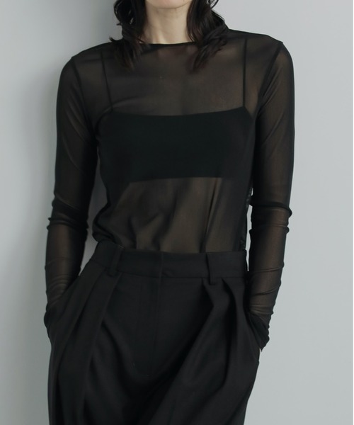 anuke（アンヌーク）の「2way Sheer Tops（Tシャツ/カットソー・レディース・アイボリー/ブラック・FREE）」の6枚目の写真