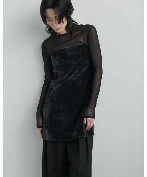 anuke（アンヌーク）の「2way Sheer Tops（Tシャツ/カットソー・レディース・アイボリー/ブラック・FREE）」の7枚目の写真