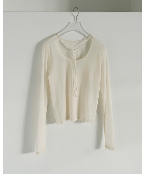 anuke（アンヌーク）の「2way Sheer Tops（Tシャツ/カットソー・レディース・アイボリー/ブラック・FREE）」の14枚目の写真