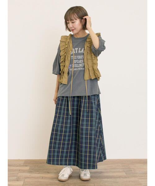 Samansa Mos2(サマンサ モスモス)の「シャーリングフリルベスト(ベスト・レディース・カーキ/ブラック/キナリ・F)」の12枚目の写真