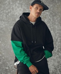 mpa3960- One Point Embroidered Laidback Switching Hoodie パーカー(TRM25-T042A)