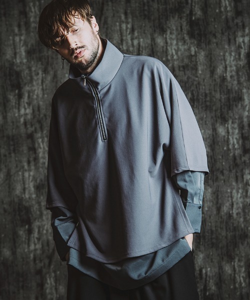 NO ID.(ノーアイディ)の「mlt5438- ドッキングオフタートルハーフZIP-PO カットソー(457006-341T)(Tシャツ/カットソー・メンズ・グレー/ブラック/ホワイト・ONE SIZE)」の3枚目の写真