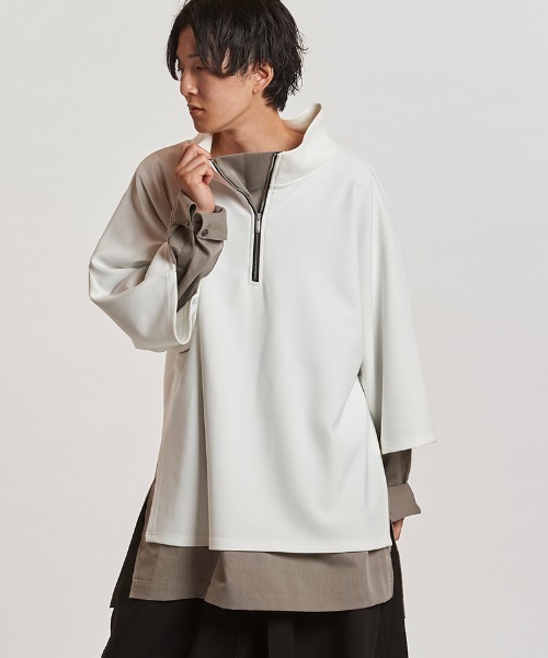 NO ID.(ノーアイディ)の「mlt5438- ドッキングオフタートルハーフZIP-PO カットソー(457006-341T)(Tシャツ/カットソー・メンズ・グレー/ブラック/ホワイト・ONE SIZE)」の2枚目の写真