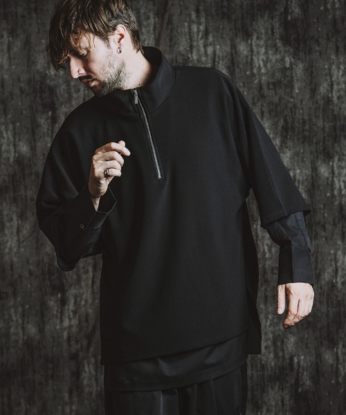 NO ID.(ノーアイディ)の「mlt5438- ドッキングオフタートルハーフZIP-PO カットソー(457006-341T)(Tシャツ/カットソー・メンズ・グレー/ブラック/ホワイト・ONE SIZE)」の1枚目の写真