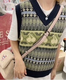 チェリーカラーニットベスト