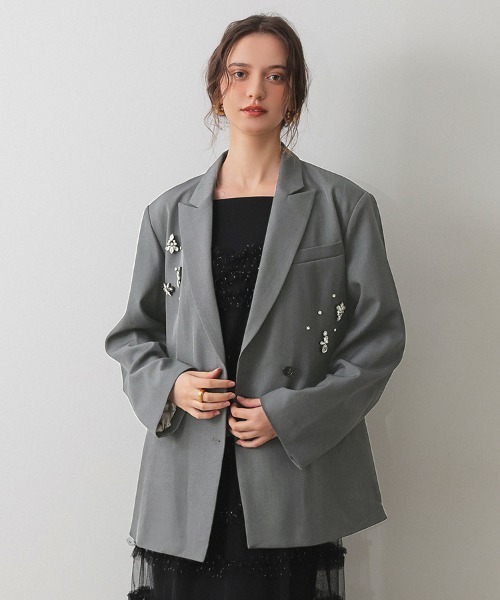 ANDRESD】jewels shine boxy jacket オケージョン ANDRESD】jewels shine boxy jacket パーティー オケージョン 結婚式